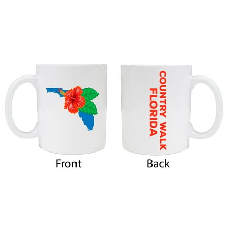 

Country Walk Florida Souvenir White Coffee Mug Hibiscus Design 2-Pack