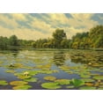 thumbnail image 2 of Adamov, Alexey 32x25 Black Ornate Wood Framed with Double Matting Museum Art Print Titled - Water Lilies on the River IV, 2 of 4