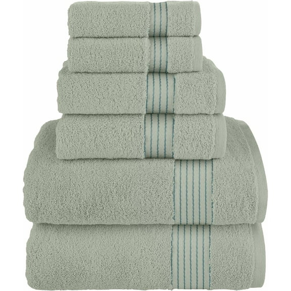 Elegant Comfort Solid Print 100% Turkish Cotton Towels & Washcloths, Mint Green, 6 Count