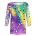 thumbnail image 4 of Penkiiy T-shirt Décontracté à Col Rond Manches 3/4 Mode Mardi Gras pour Femmes m Multicolore, 4 of 5