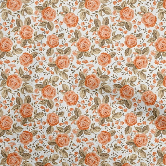 oneOone Cotton Poplin Orange Fabric Florals Sewing Craft Projects Fabric Prints By Yard 56 Inch Wide