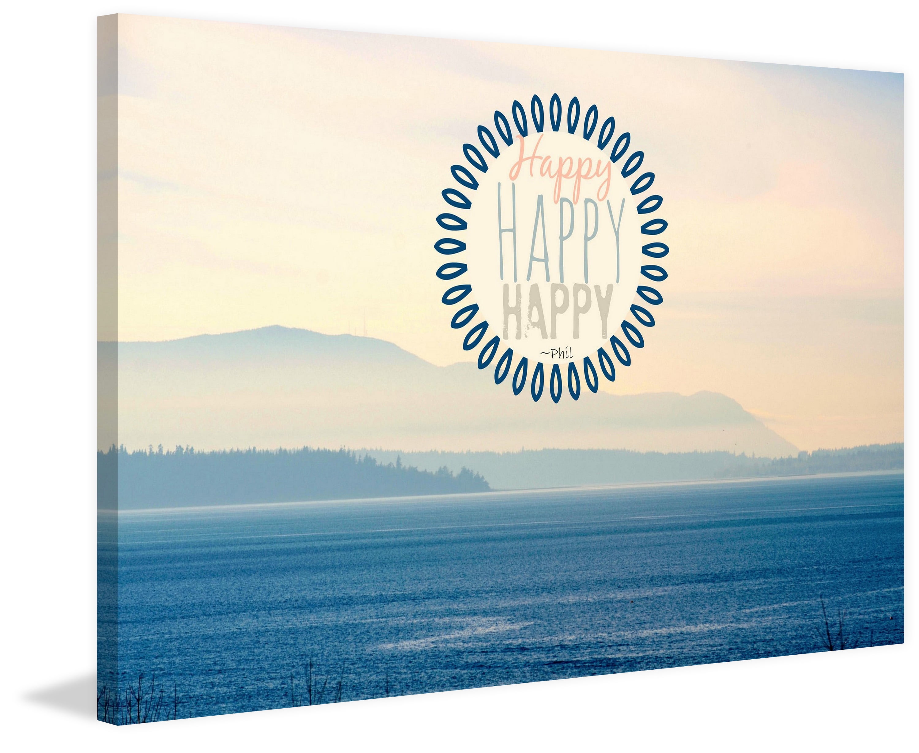 "Happy Text" Painting Print on Wrapped Canvas