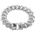 thumbnail image 3 of Very Thick Heavy Sterling Silver 15mm Miami Cuban Link Chain Bracelet Box Clasp for Men Nickel Free Italy 10 inch, 3 of 5