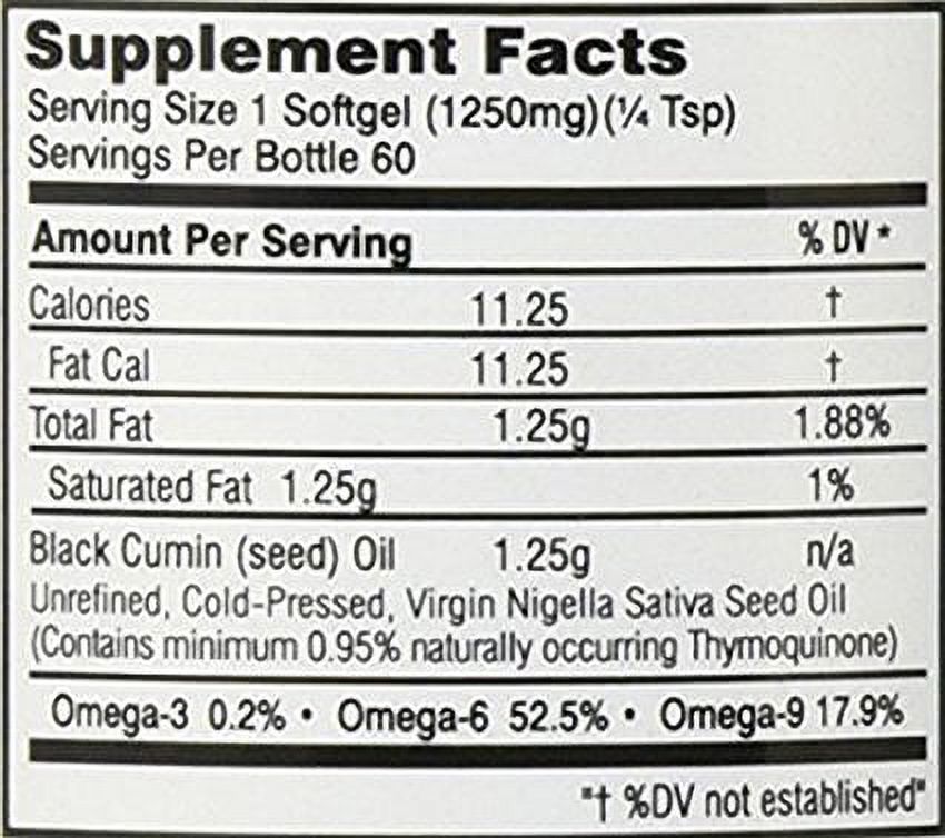 Black Seed Oil - 1250 mg - 60 Softgel Capsules - image 2 of 6