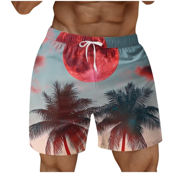 Men's Swim Trunks Athletic Bathing Quick Dry Drawstring Elastic Waist Beach Shorts with Pockets Light Blue 4XL