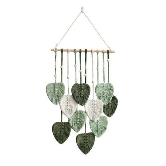 Duixinghas Wall Decor Large Boho Macrame Handmade Yarn Woven Wall Art Leaf Tapestry Wall Hanging with Faux Feathers for Home Decor