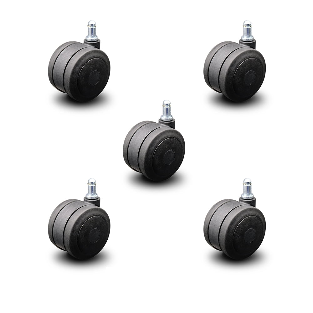 Heavy Duty Office Chair Casters Extra Large 3" Black Twin Wheels