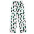 thumbnail image 5 of Riecok Pajama Sets for Women Long Sleeve Xmas Tree Printed Button up Shirt and Wide Leg Pant Cozy Sleepwear Matching Outfits, 5 of 7