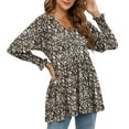 thumbnail image 6 of IROINNID Women's Casual Oversize Long Sleeve V-Neck Printed Puff Long Sleeve Tunic Top, 6 of 7