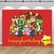 thumbnail image 1 of Fondo personalizado con nombre y edad, tema de Super Mario Bros, fondo para fiesta de cumpleaños de niños y niños, pancarta para baby shower, accesorios de decoración, 1 of 5