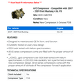 thumbnail image 2 of A/C Compressor - Compatible with 2007 - 2009 Ford Mustang 4.6L V8 2008, 2 of 2