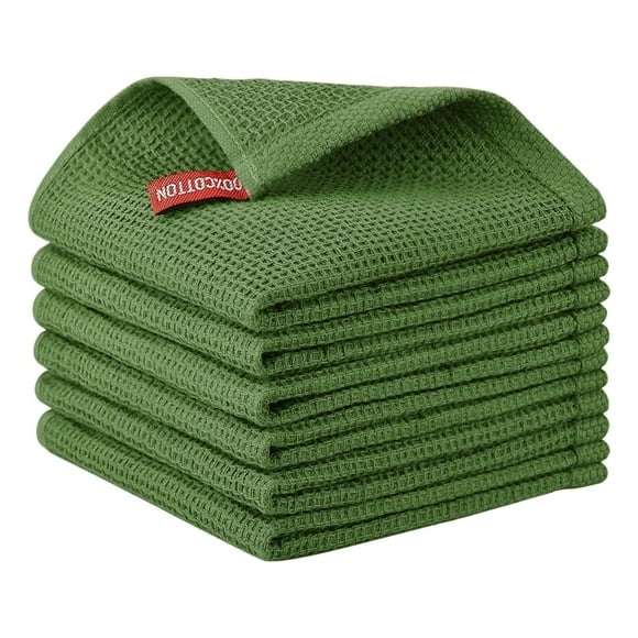 Paquete de 6 paños de cocina Nialnant, 100% algodón, 30 x 30 cm, color verde
