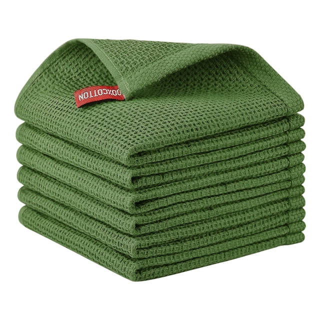 Paquete de 6 paños de cocina Nialnant, 100% algodón, 30 x 30 cm, color verde