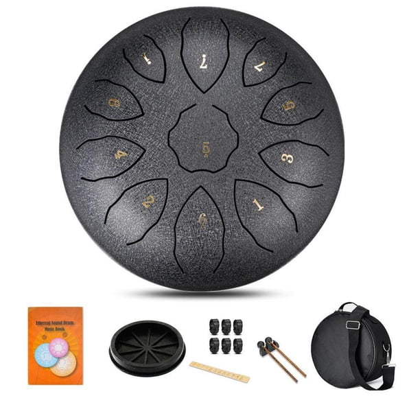 Tambor Hanpan de 8 pulgadas, 11 notas, tambor de lengüeta de acero, instrumento de percusión con bolsa, libro de música, mazos, pegatinas