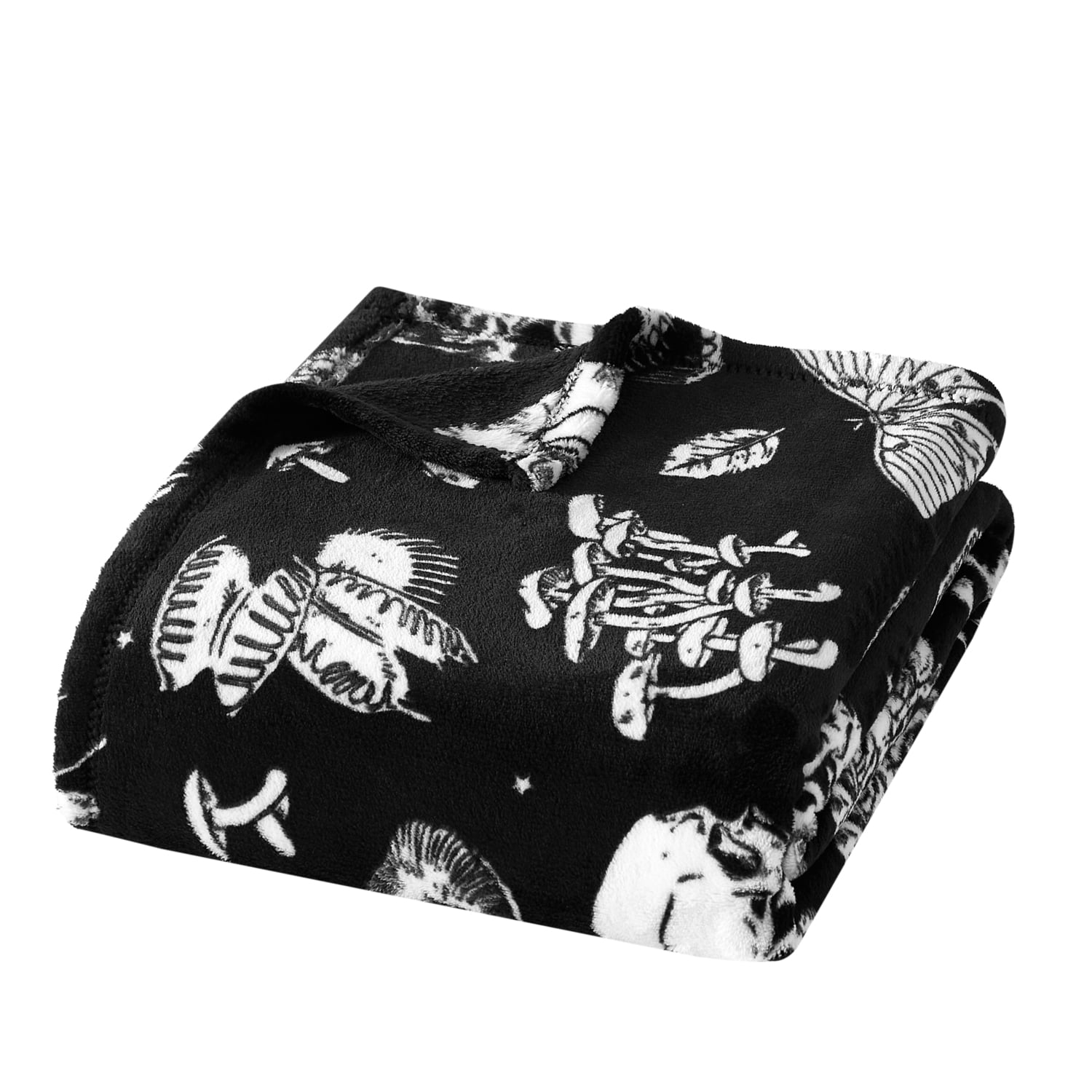 Way To Celebrate Dark Forest Floor Plush Oversized Couch Throw Blanket, Black, 50 x 72 in