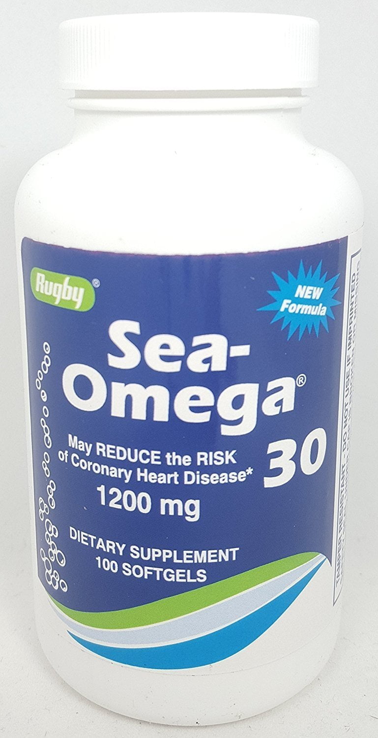 Rugby Sea-Omega 30 Natural Fish Oil Concentrate Capsules, 1200 mg, 100 Count
