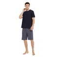 thumbnail image 3 of Men Cotton Pajama Shorts For Men Lightweight Plaid Soft Nightwear Short Sleeves PJS With Pockets, 3 of 5