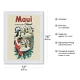 thumbnail image 2 of Maui - The Valley Island in Hawaii - Hawaiian Poi Pounder - Vintage Travel Poster c.1946 - Japanese Unryu Rice Paper Art Print (Unframed) 12 x 16 in, 2 of 4