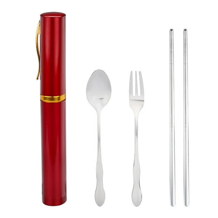 

〖Yilirongyumm〗Kitchen Organization Dinnerware Stainless Tools Folding Set Tableware Travel Steel Camping Portable Kitchen，Dining & Bar