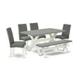 thumbnail image 2 of East West Furniture X-Style 6-piece Wood Dining Set in Linen White/Gray, 2 of 10