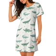 thumbnail image 2 of Cute Crocodiles Women'S Nightgown Sleepwear Short Sleeves Nightshirt Loose Comfy Pajama Large, 2 of 8