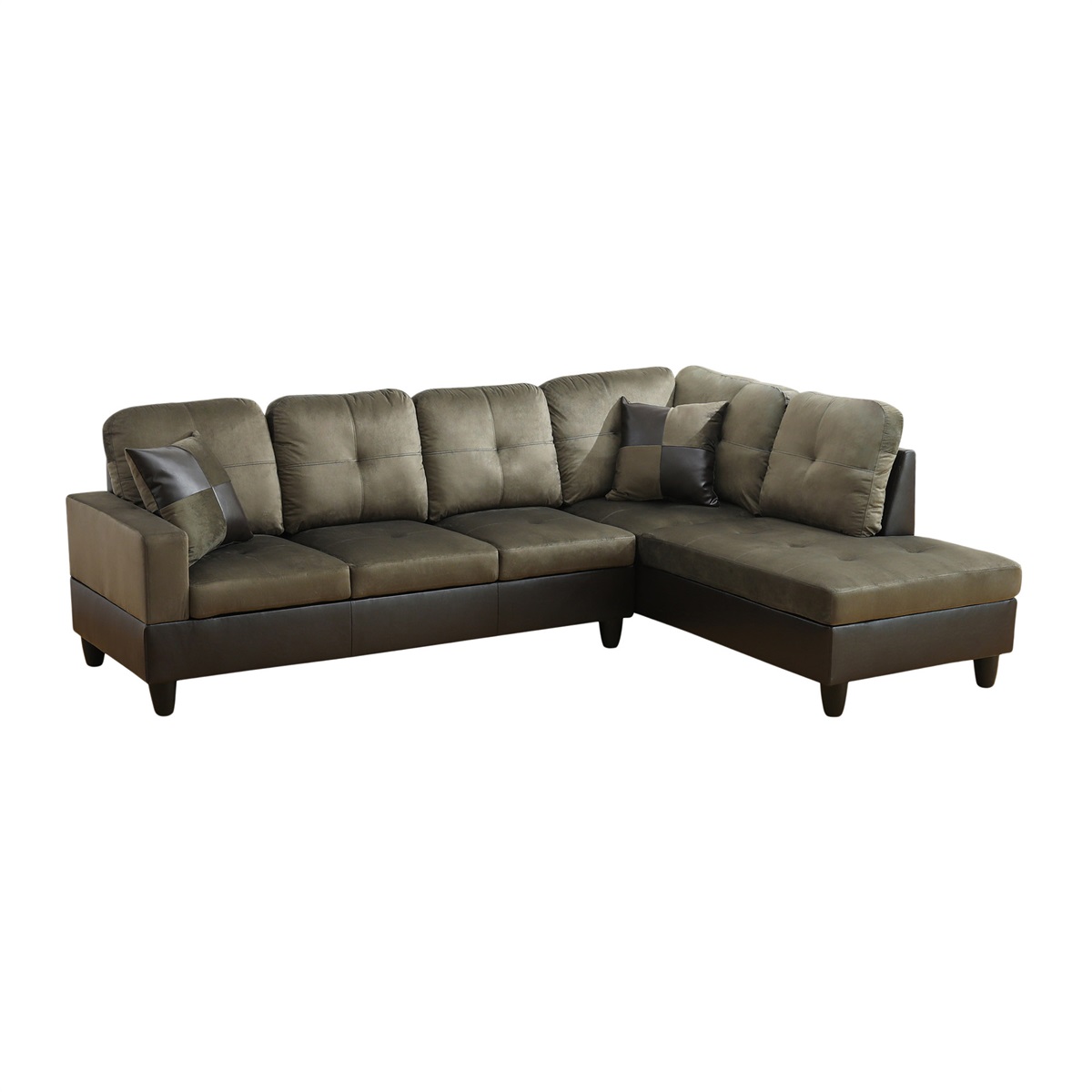 Hommoo Flannel and PVC Sectional Sofa, L Shaped Couch and Sofa Set, Modern Living Room Furniture Sets,Taupe(No Ottomans)