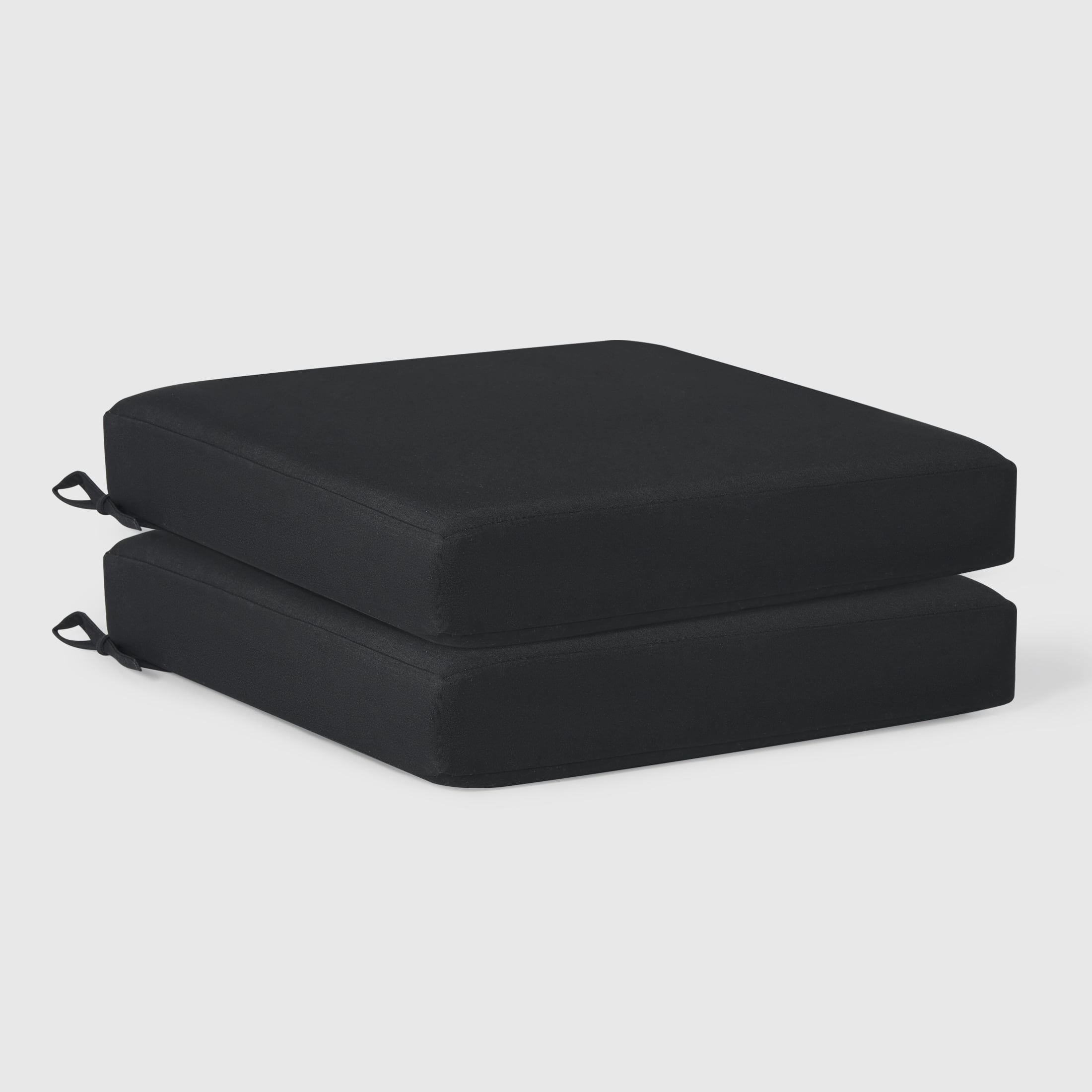 WestinTrends Solace Outdoor Patio Furniture Seat Chair Square Cushions Without Welt, Set of 2, 20" x 19", Black