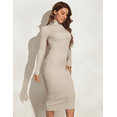 thumbnail image 6 of PrettyGuide Women's Turtleneck Sweater Dress Long Sleeve Ribbed Knit Stretch Midi Bodycon Dresses, 6 of 7