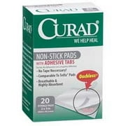Curad Telfa Non-Stick Pads With Adhesive, Ouchless, 2 Inches X 3 Inches - 20 Ea, 2 Pack