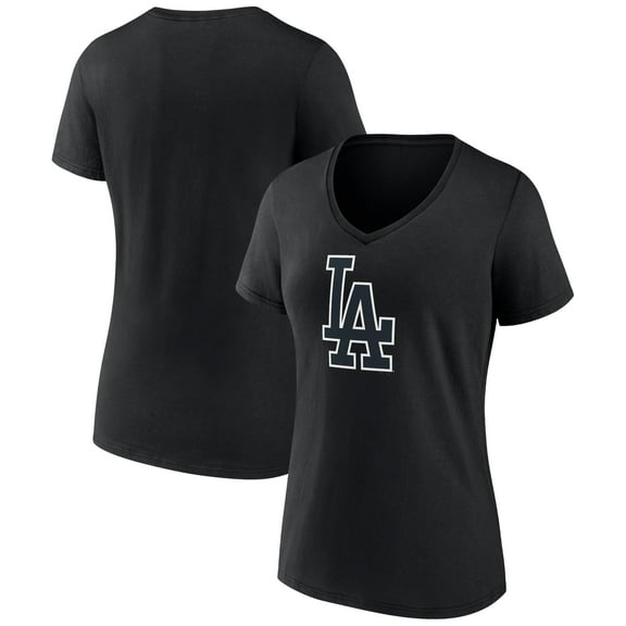 Women's Black Los Angeles Dodgers Rough Diamond V-Neck T-Shirt