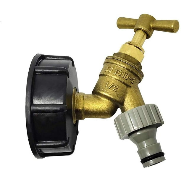 S60X6 IBC Tank to Brass Garden Tap Adapter with 1/2" Hose Connector for