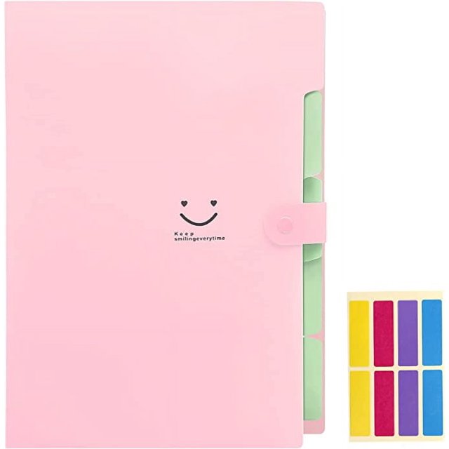 Smiley rosa, carpeta multicapa tamaño A4, 32,5*24 cm, impermeable, suave y ligera, material de oficina y escolar