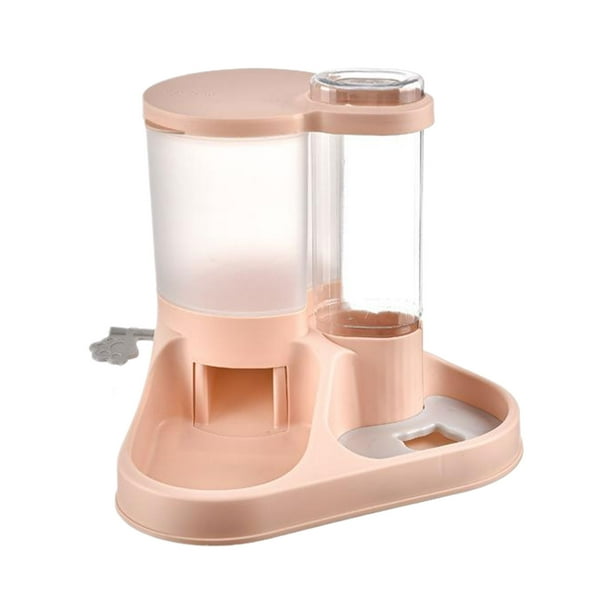 Dispensador de agua y comida para perros y gatos Greeniant 2 en 1 rosa