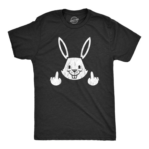 Mens Bunny Giving the Finger T shirt Funny Easter Graphic Cool Novelty Tee Graphic Tees