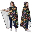 thumbnail image 2 of Wearable Blanket,Black Colorful Skull Flower Hat Pattern Hooded Wearable Sherpa Blanket for Adults & Teens,Winter Poncho Shawl Wrap Cape Thick Warm,60"x80", 2 of 5