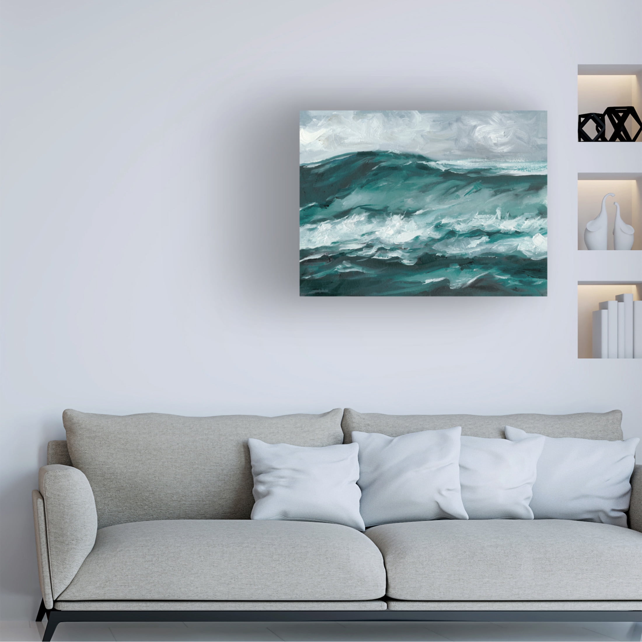 Canvas Wall Art - Ethan Harper 'Moonlit Waves II' Wall Art for Living Room, Bedroom, or Office Décor by Trademark Fine Art - 32 x 24 Inches