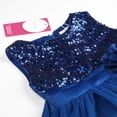 thumbnail image 3 of JerrisApparel Vestido de fiesta de tul con flores y malla de lentejuelas para niña (3T azul marino), 3 of 5