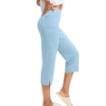thumbnail image 6 of Capri Pants for Women High Waisted Workout Yoga Capris Leggings Straight Leg Athletic Cropped Pants with Pockets Light Blue S, 6 of 7