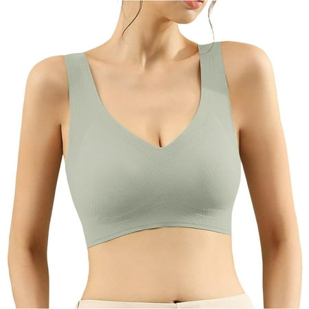 Dndif Clearance! Minimizer Bras For Women Underwear Women s Wide Straps Without Ring Gathered To Collect Side Breasts Large Size Tank Top Non Marking Bra Full Coverage Bras For Women Green XL