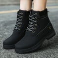 thumbnail image 2 of Splozh Womens Work Boots Women's Combat Ankle Boots Lace up Comfortable Booties Low Heel Black,US 6.5, 2 of 5