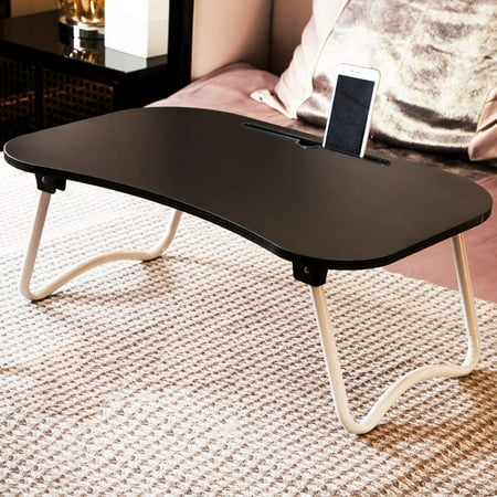 Distinctive Designs Furniture (DL furniture - Laptop Desk Wood Round Edge Lapdesk Game Table with Non-slip design & iPad Slot - Foldable Portable on Bed Sofa Party Computer Play Table Lazy Personal Desk)