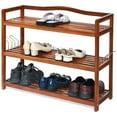 thumbnail image 3 of Patiojoy Freestanding 3-Tier Wood Shoe Rack Shelf Storage with 4 Metal Hanging Bars, 3 of 5