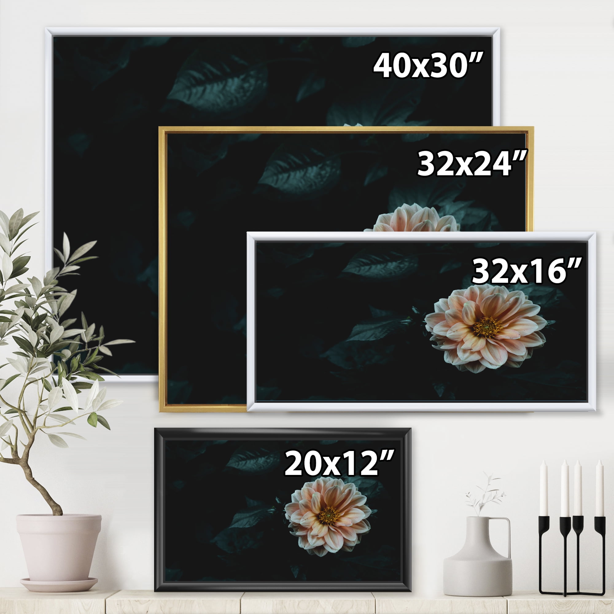 Designart 'Blooming Yellow Flower' Traditional Framed Canvas Wall Art Print