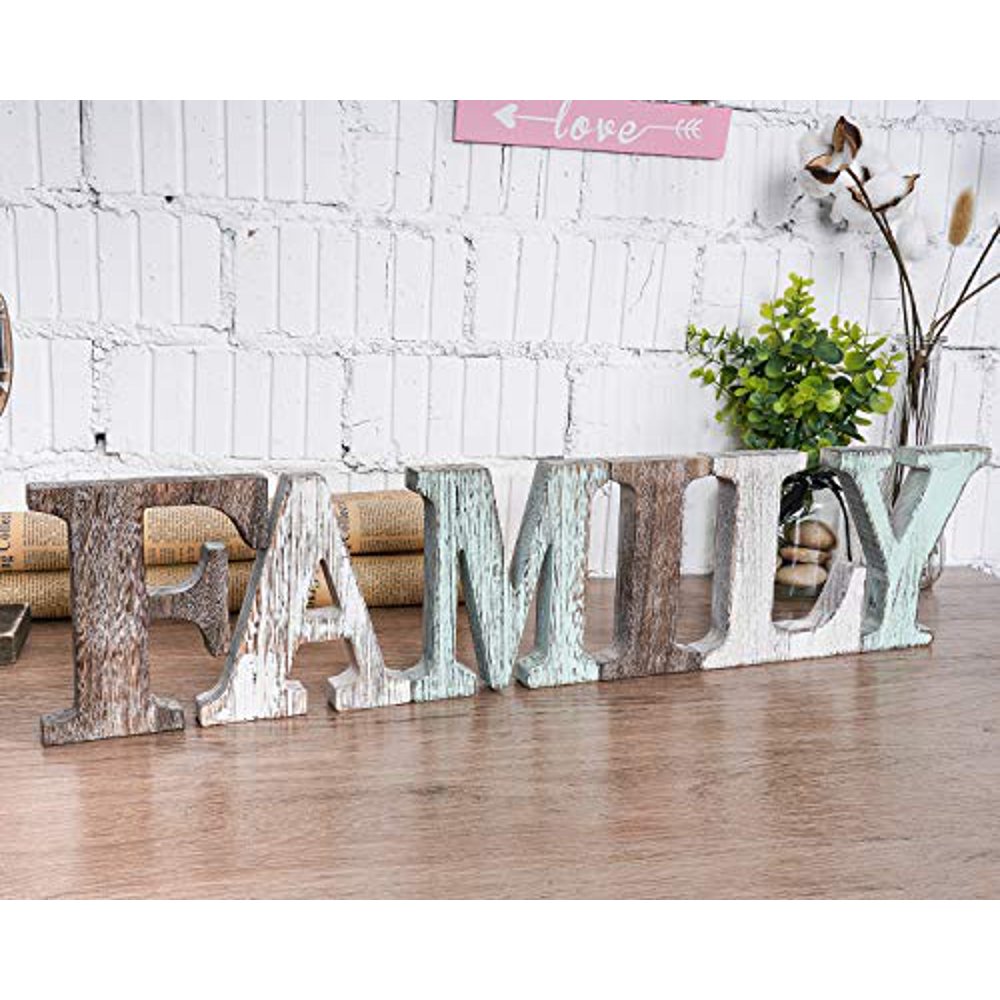 Вуд фэмили. Wood Family. White Wood Letter decoration.