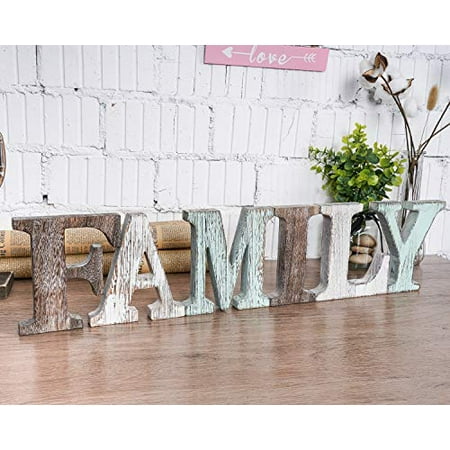 Wood Family Signs Wall Decor Decorative Wooden Blocks Rustic Letters Cutout Farmhouse Home Multicolor Bedroom Kitchen Living Room Table Centerpiece Words Freestanding With Double Sided Tape Canada - Family Wall Sign Canada