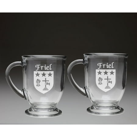 

Friel Irish Coat of Arms Glass Coffee Mugs - Set of 2