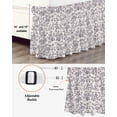 thumbnail image 3 of Purple Floral Leaf Wrap Around Bed Skirts for King Bed 18" Drop,Bed Skirt with Adjustable Elastic Belt Dust Ruffle Bed Valance for Bedroom Hotel Retro Farmhouse Plant Tree Branch Bed Frame Cover, 3 of 7