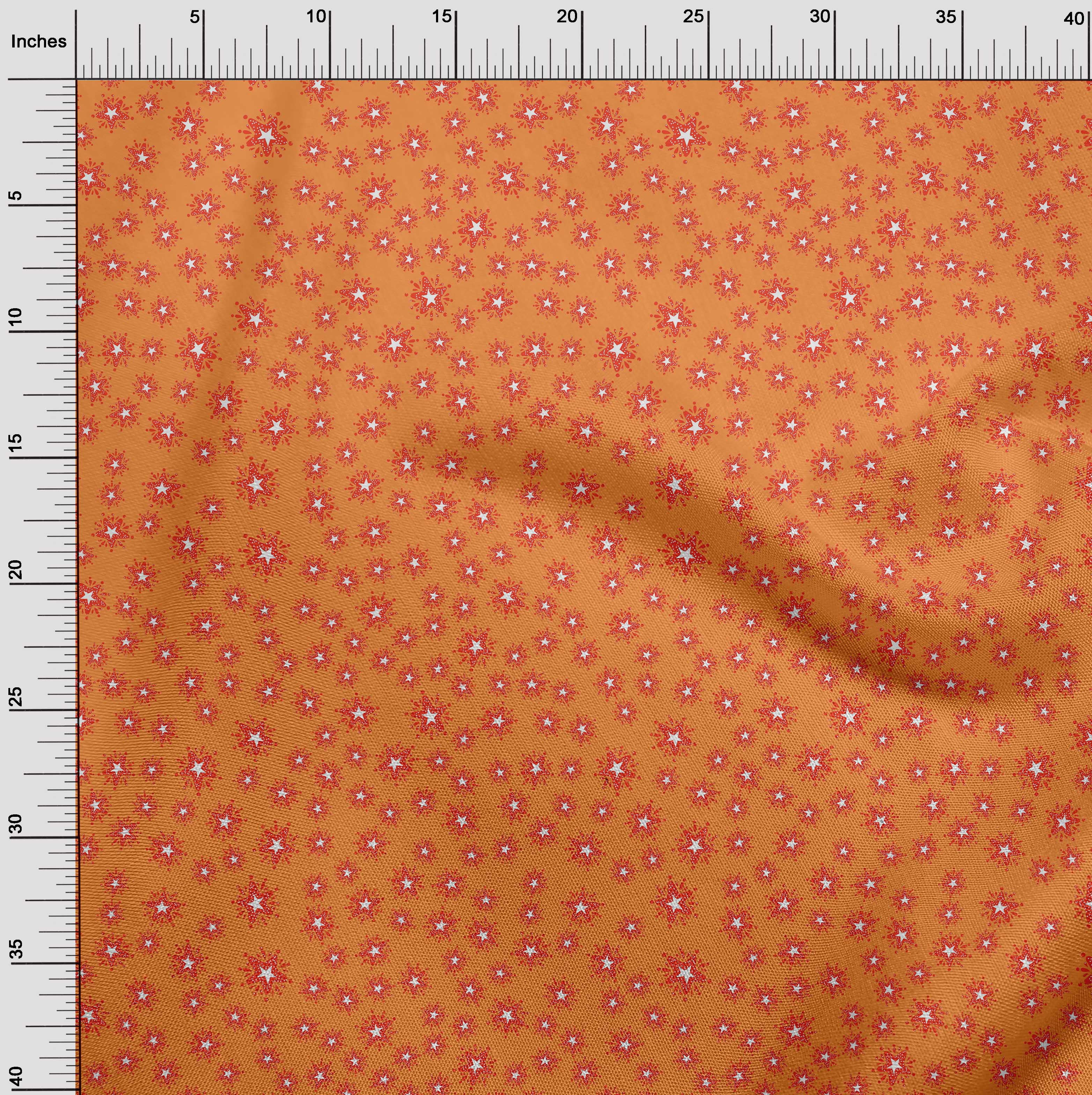 oneOone Viscose Chiffon Orange Fabric Star Christmas Craft Projects Decor Fabric Printed By The Yard 42 Inch Wide