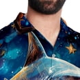 thumbnail image 5 of Starry Shark Men's Short Sleeve Casual Printed Button Down Beach Shirt - Summer Unisex Top, 5 of 6