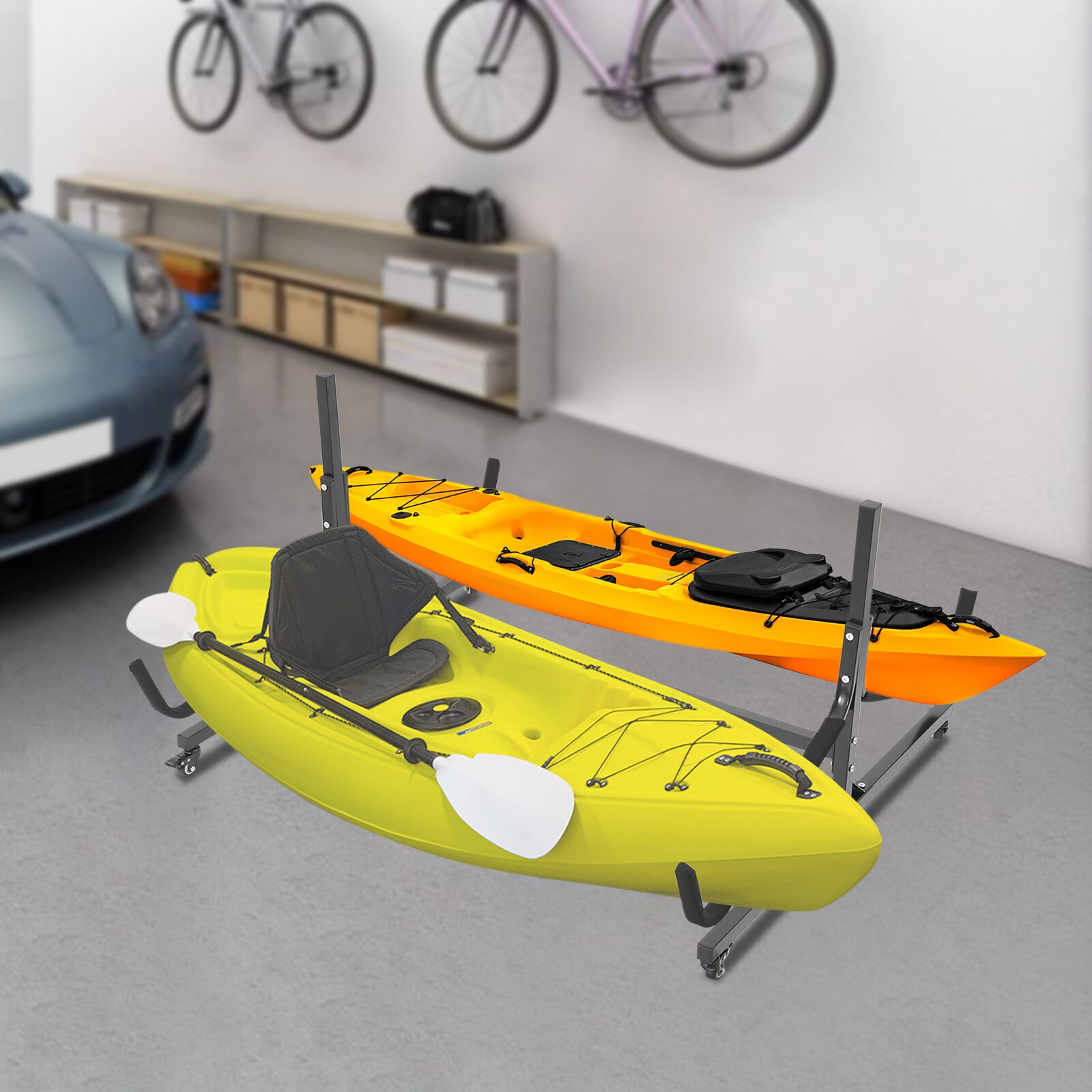 Kayak Storage Rack 2 Capacity Freestanding Kayak Stands Outdoor Storage 275lbs